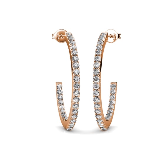 Pendientes de aro Simply Hoop - Oro rosa y cristal - Image 2