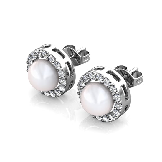 Pendientes de perlas circulares - Plata y cristal - Image 3