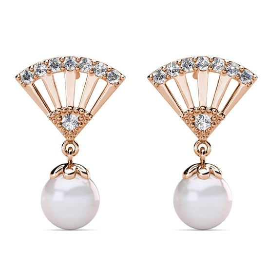 Pendientes de perlas Ingride - Oro rosa y cristal - Image 2