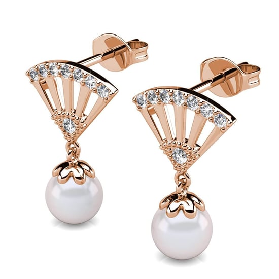 Pendientes de perlas Ingride - Oro rosa y cristal - Image 3