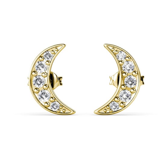 Pendientes de media luna en oro y cristal - Image 2