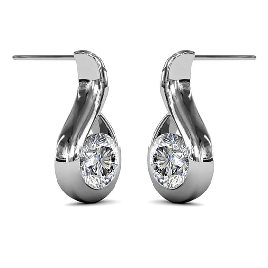 Pendientes ondulados de plata y cristal - Image 3