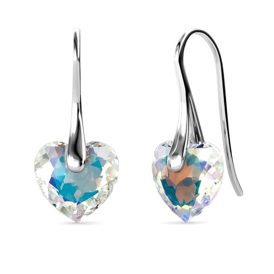Pendientes de corazón de cristal - Plata y blanco brillante - Image 1