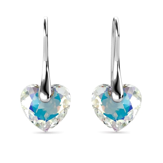 Pendientes de corazón de cristal - Plata y blanco brillante - Image 3