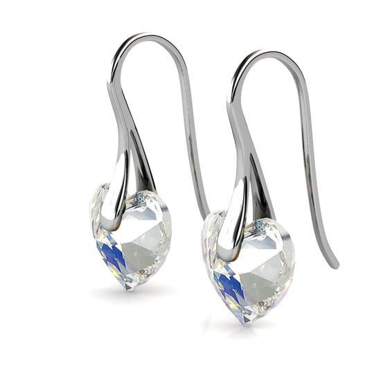 Pendientes de corazón de cristal - Plata y blanco brillante - Image 4