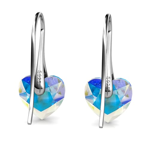 Pendientes de corazón de cristal - Plata y blanco brillante - Image 5