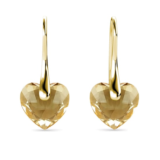 Pendientes de corazón de cristal - Oro y ámbar - Image 3