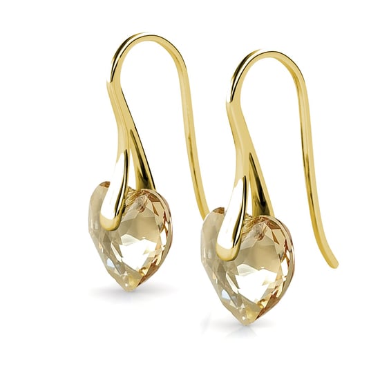 Pendientes de corazón de cristal - Oro y ámbar - Image 4