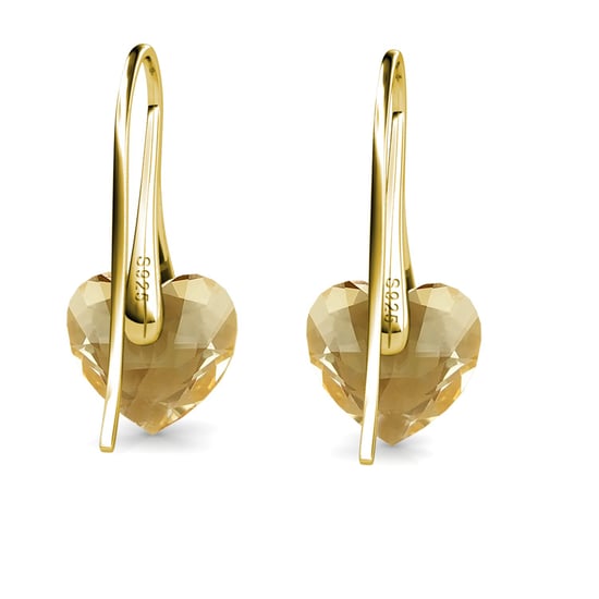Pendientes de corazón de cristal - Oro y ámbar - Image 5