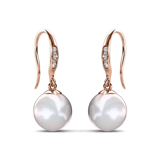 Pendientes de gancho de perla - Oro rosa y cristal - Image 2