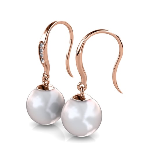 Pendientes de gancho de perla - Oro rosa y cristal - Image 3