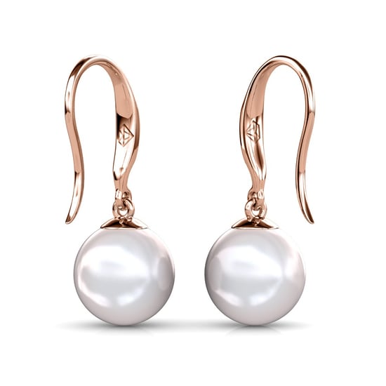 Pendientes de gancho de perla - Oro rosa y cristal - Image 4