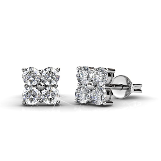 Pendientes cuadrados dulces - Plata y cristal - Image 1