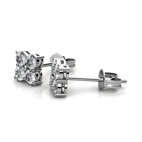 Pendientes cuadrados dulces - Plata y cristal - Image 2