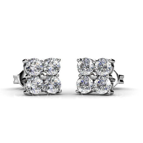 Pendientes cuadrados dulces - Plata y cristal - Image 3