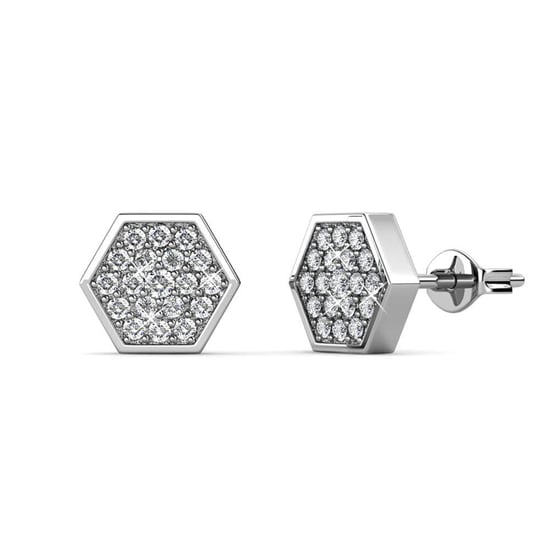 Pendientes Hexagonales - Plata y Cristal - Image 1