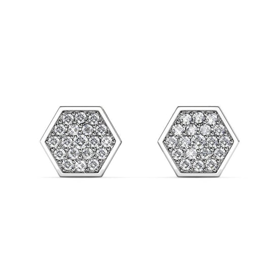Pendientes Hexagonales - Plata y Cristal - Image 3