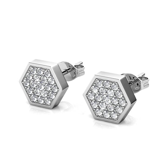 Pendientes Hexagonales - Plata y Cristal - Image 4