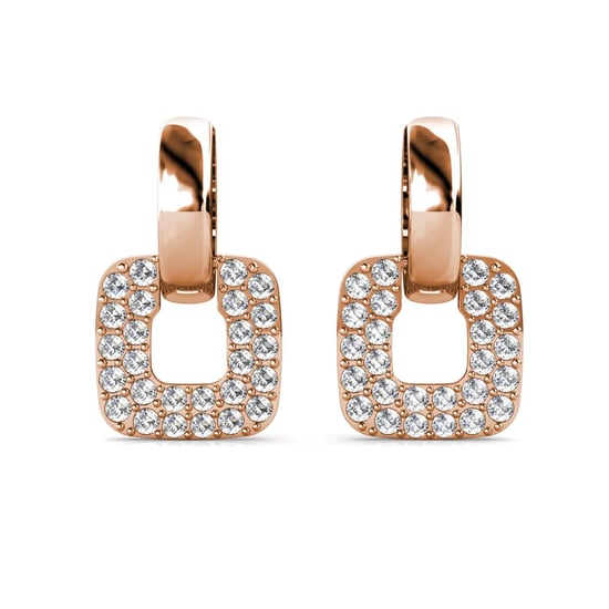 Pendientes cuadrados clásicos en oro rosa y cristal - Image 3