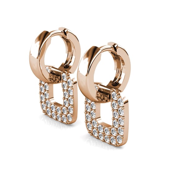 Pendientes cuadrados clásicos en oro rosa y cristal - Image 4