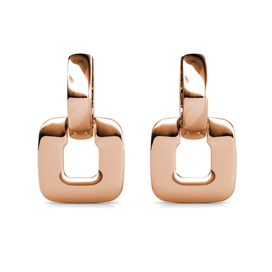Pendientes cuadrados clásicos en oro rosa y cristal - Image 5