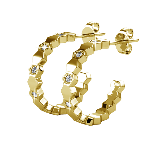 Pendientes curvos de oro y cristal - Image 3