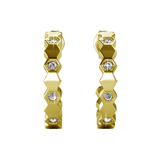 Pendientes curvos de oro y cristal - Image 4