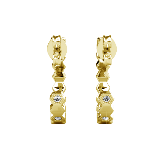 Pendientes curvos de oro y cristal - Image 5