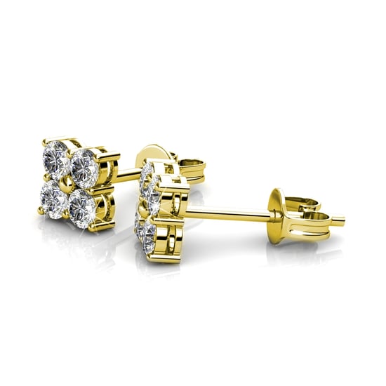 Pendientes cuadrados dulces - Oro y cristal - Image 2