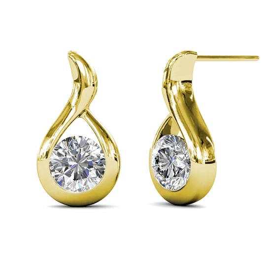 Pendientes ondulados de oro y cristal - Image 1