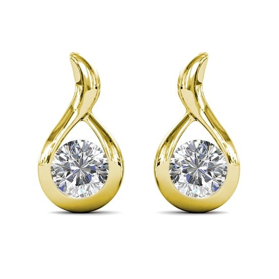 Pendientes ondulados de oro y cristal - Image 2