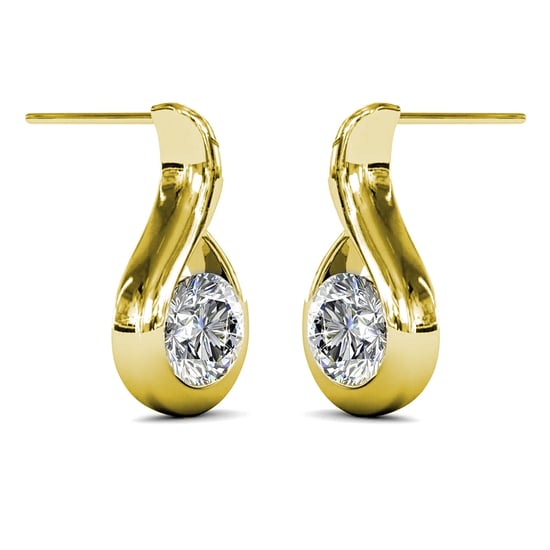 Pendientes ondulados de oro y cristal - Image 3