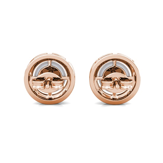 Pendientes circulares de perlas en oro rosa y cristal - Image 4