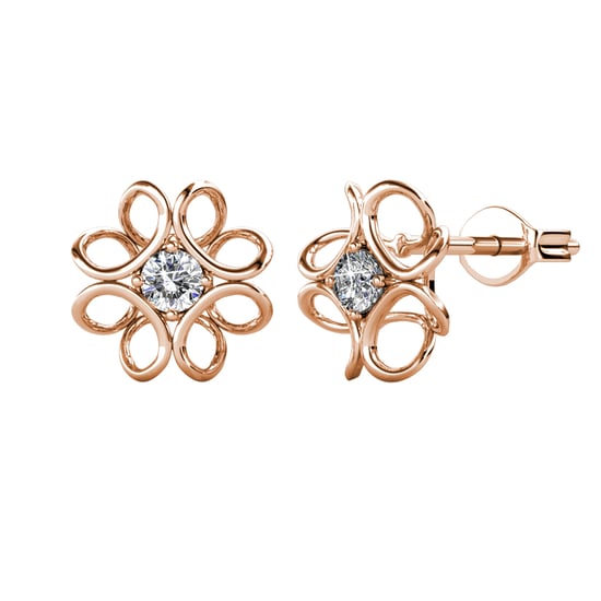 Pendientes de narciso en oro rosa y cristal - Image 1