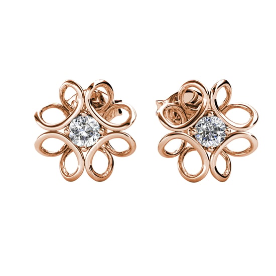 Pendientes de narciso en oro rosa y cristal - Image 2