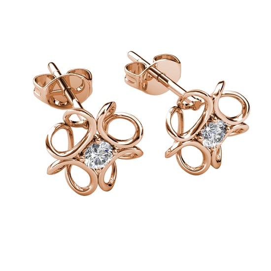 Pendientes de narciso en oro rosa y cristal - Image 3