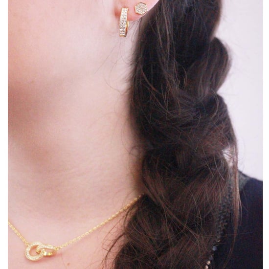 Pendientes Hexagonales - Oro y Cristal - Image 2