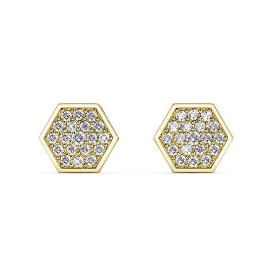 Pendientes Hexagonales - Oro y Cristal - Image 3