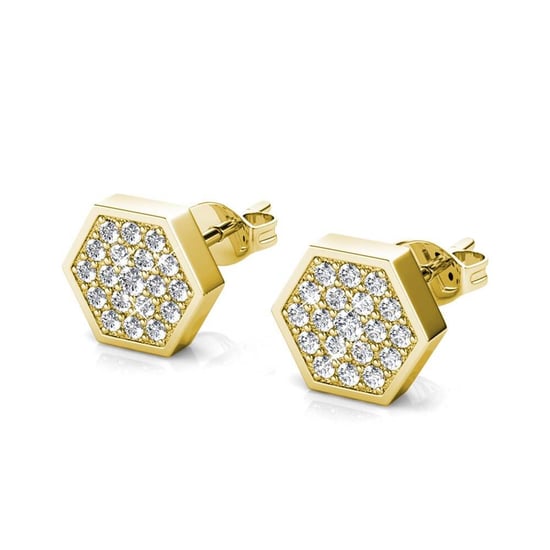 Pendientes Hexagonales - Oro y Cristal - Image 4