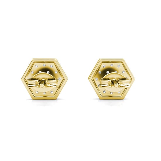 Pendientes Hexagonales - Oro y Cristal - Image 5