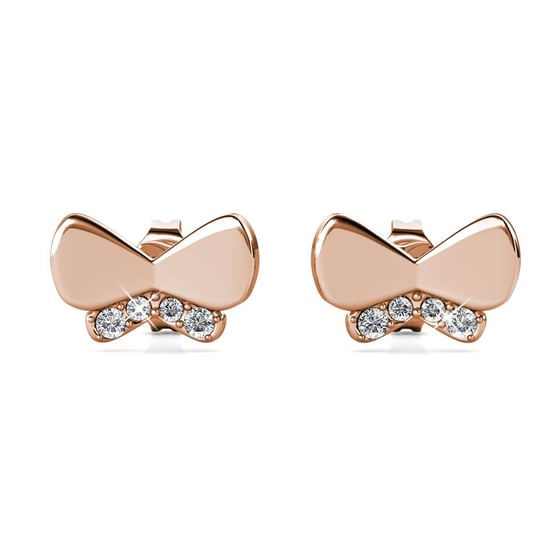 Pendientes de lazo de mariposa - Oro rosa y cristal - Image 2