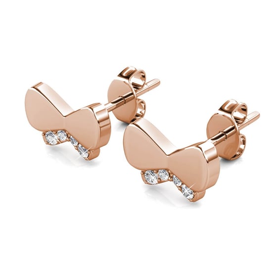 Pendientes de lazo de mariposa - Oro rosa y cristal - Image 3