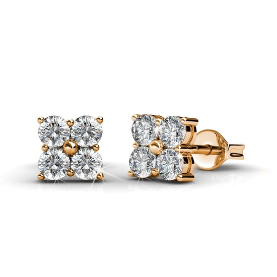 Pendientes cuadrados dulces - Oro rosa y cristal - Image 1