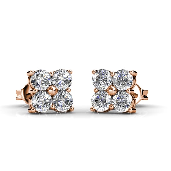 Pendientes cuadrados dulces - Oro rosa y cristal - Image 2