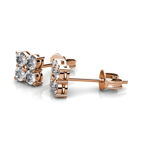 Pendientes cuadrados dulces - Oro rosa y cristal - Image 3