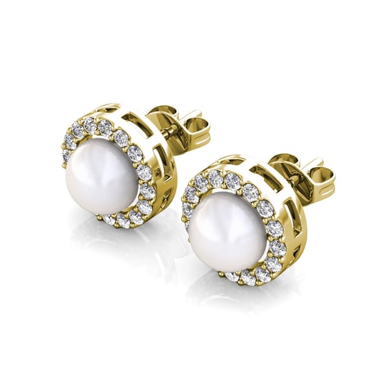 Pendientes de perlas circulares - Oro y cristal - Image 3