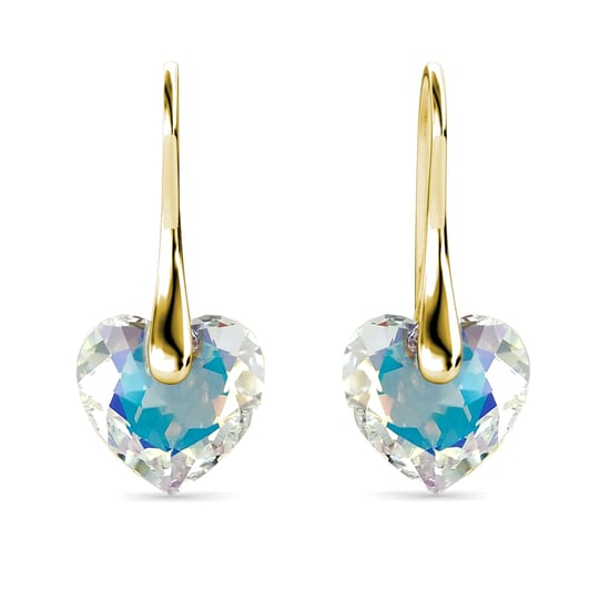 Pendientes de corazón de cristal - dorado y blanco brillante - Image 3
