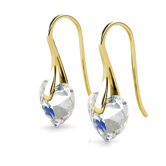 Pendientes de corazón de cristal - dorado y blanco brillante - Image 4