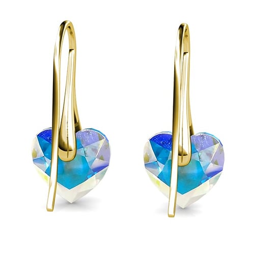 Pendientes de corazón de cristal - dorado y blanco brillante - Image 5