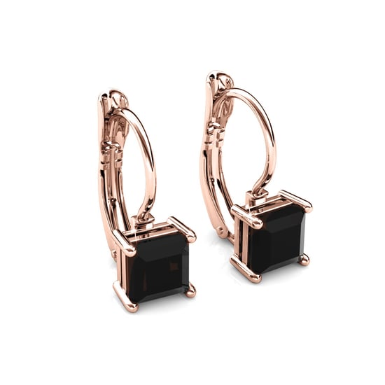 Pendientes cuadrados en oro rosa y negro - Image 3